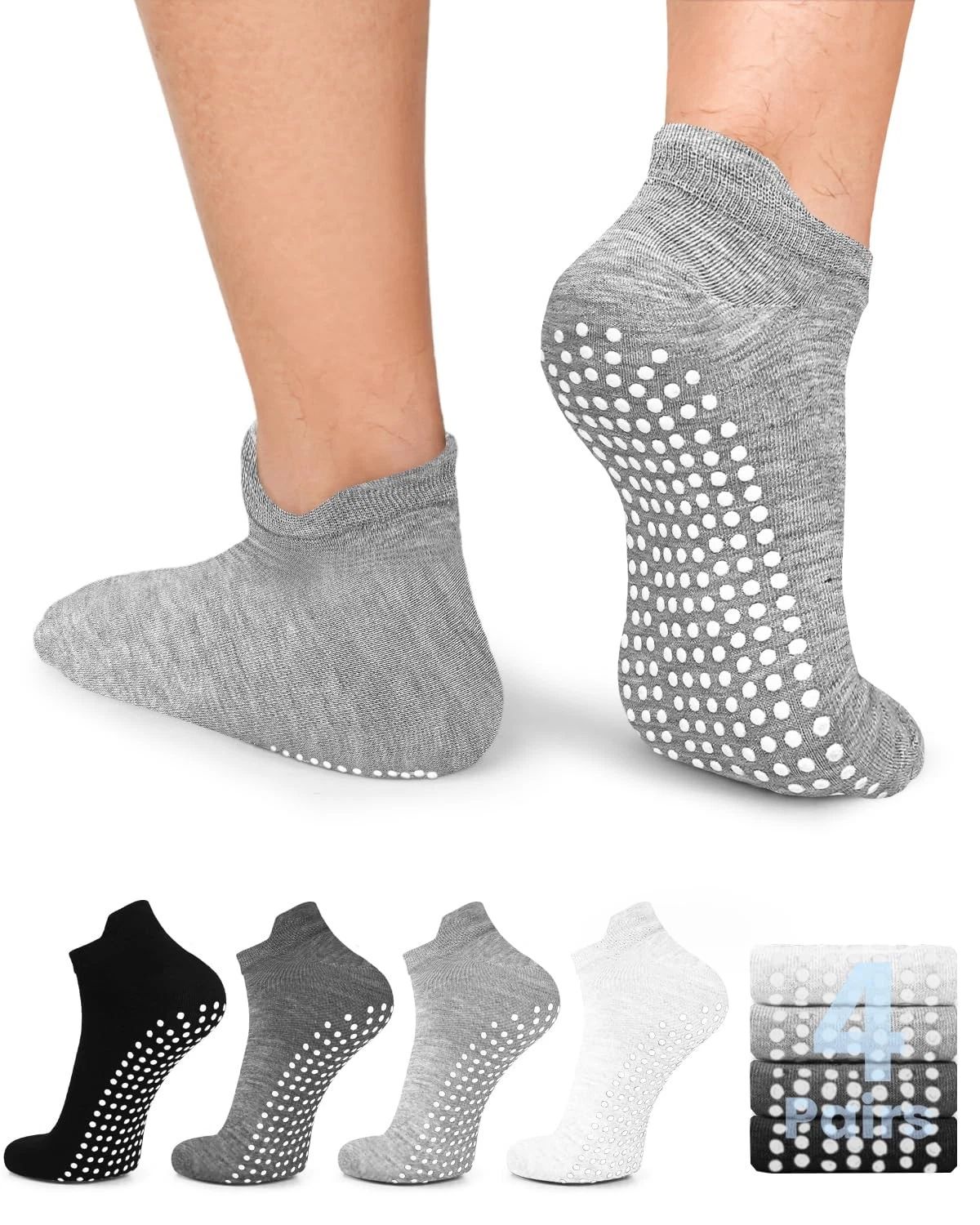 Men's Non Slip Socks with Grips - Anti Slip Socks for Soccer, Yoga, Pilates, ...