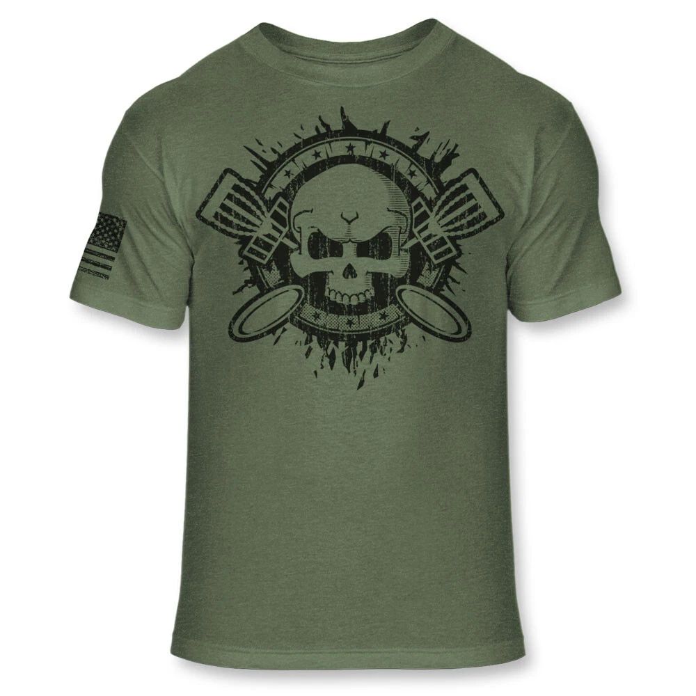 Disc Golf T Shirt - Disc Golfing Golfer Skull USA Flag Soft Blend Shirt - A125