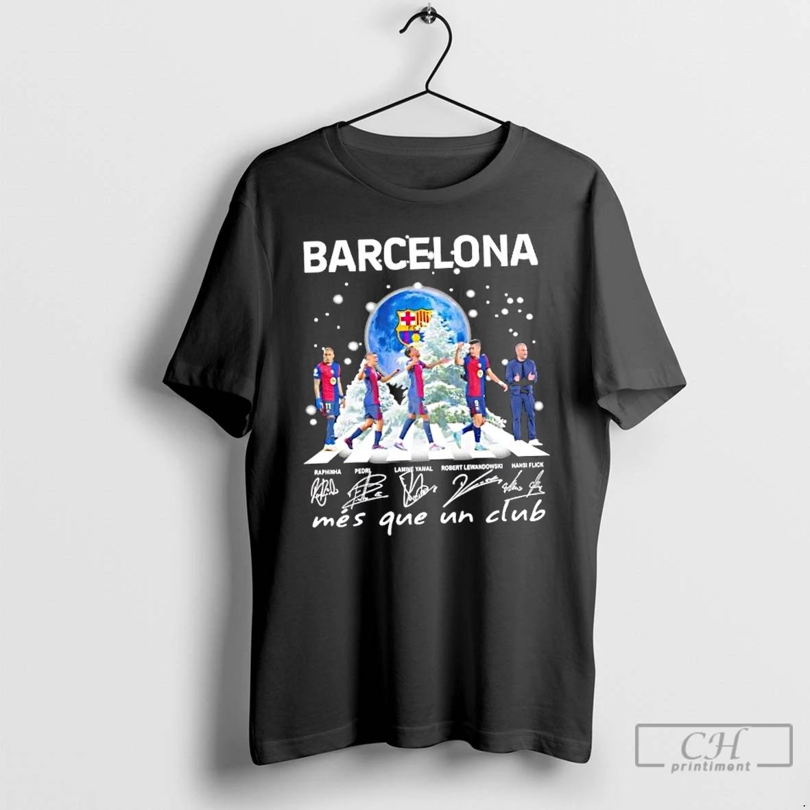 Classic Barcelona Hansi Flick And Players Abbey Road Mes Que Un Club T Shirts