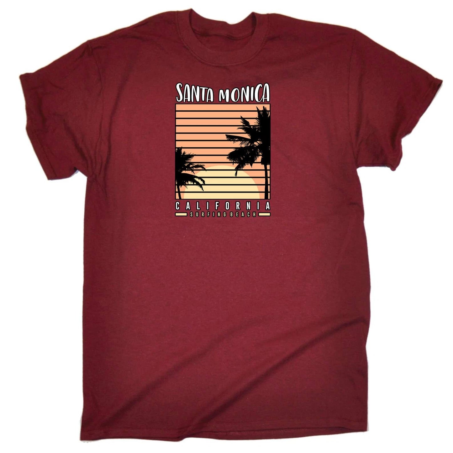Santa Monica California Surfing Surf Mens Funny Novelty T-Shirt T Shirt Tshirts