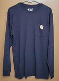 Carhartt Loose Fit Heavyweight Tshirt Mens Size S Navy Blue Long Logo Sleeve