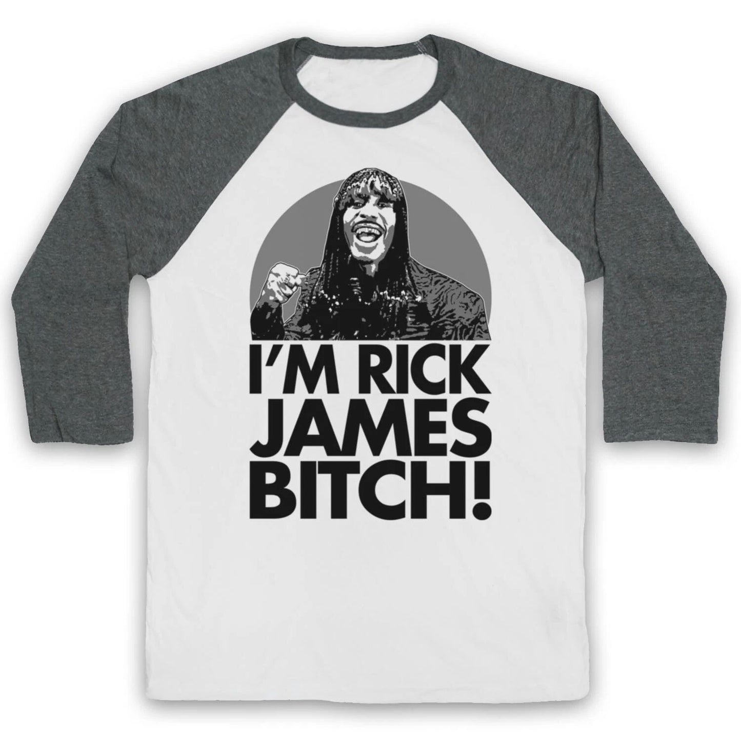 CHAPPELLE SHOW DAVE UNOFFICIAL I'M RICK BITCH! FUNNY 3/4 SLEEVE BASEBALL TEE