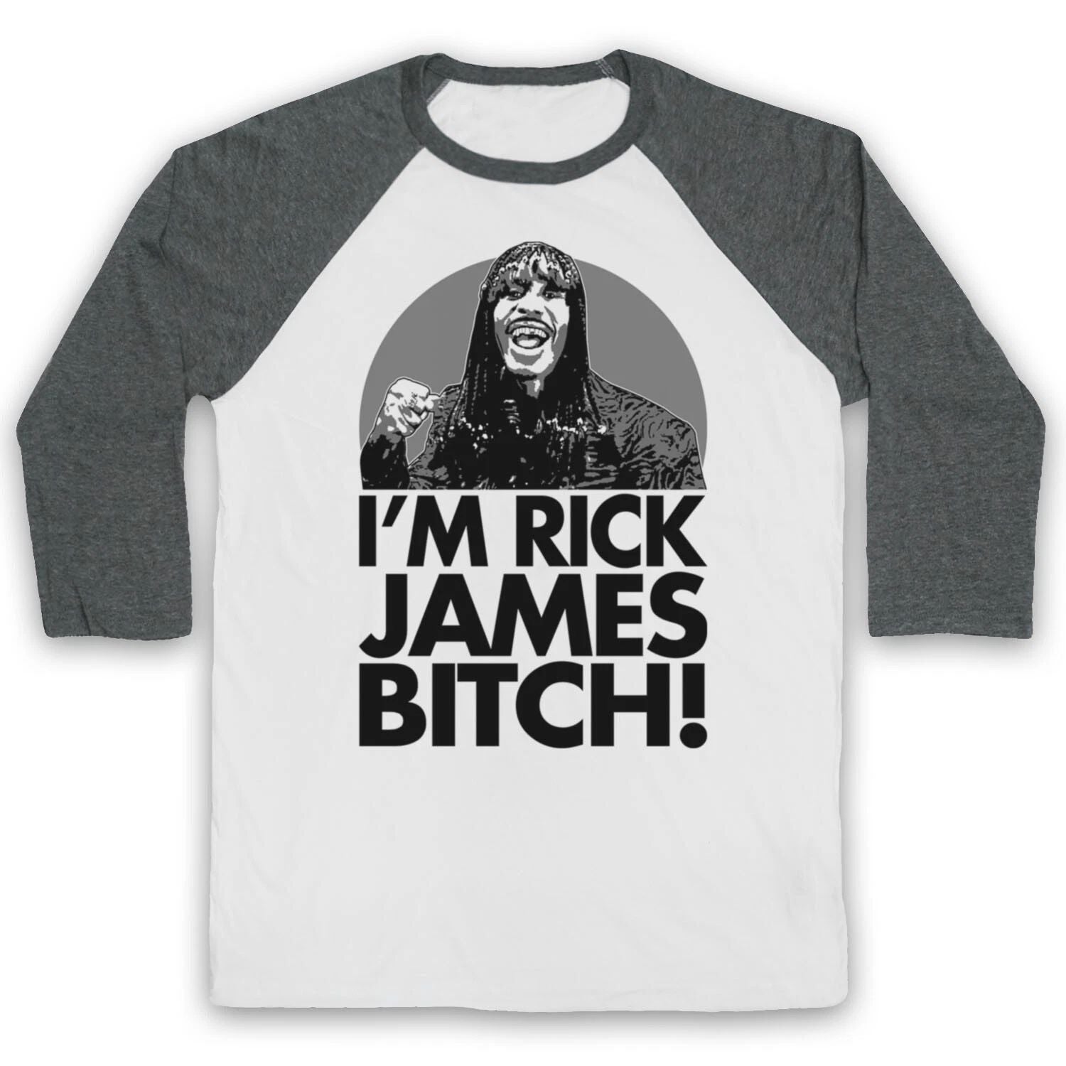 CHAPPELLE SHOW DAVE UNOFFICIAL I'M RICK BITCH! FUNNY 3/4 SLEEVE BASEBALL TEE