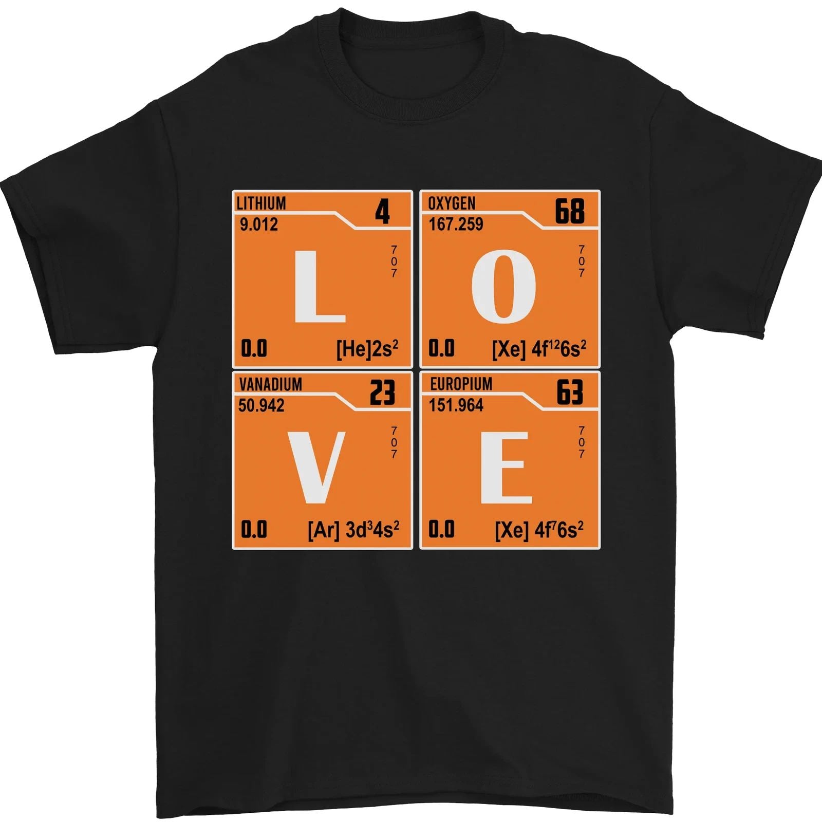 Love Periodic Table Chemistry Geek Funny Mens T-Shirt 100% Cotton