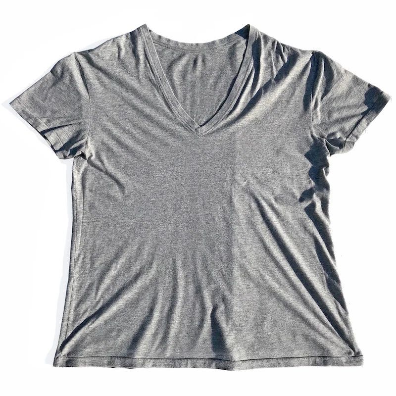 VTG C-IN2 Core Deep V Neck SS T-Shirt PIMA COTTON Undershirt GREY HEATHER Mens L