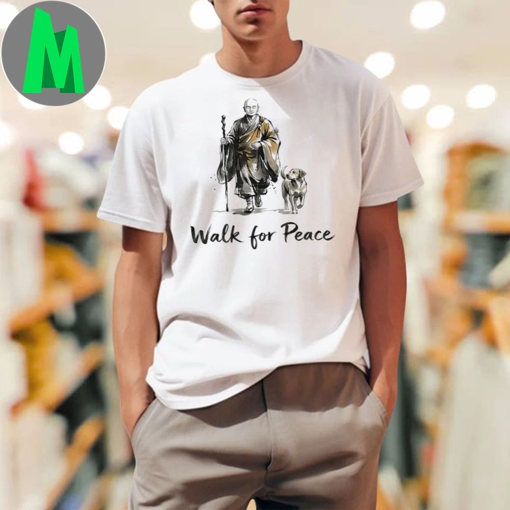 Minimalist Zen Art Walk For Peace Monks With Aloka Dog Shirts