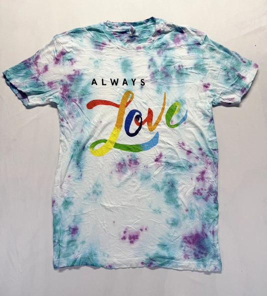 Always Love T Shirt Mens Small Multicolor Tie Dye Graphic Print Everyday Wear