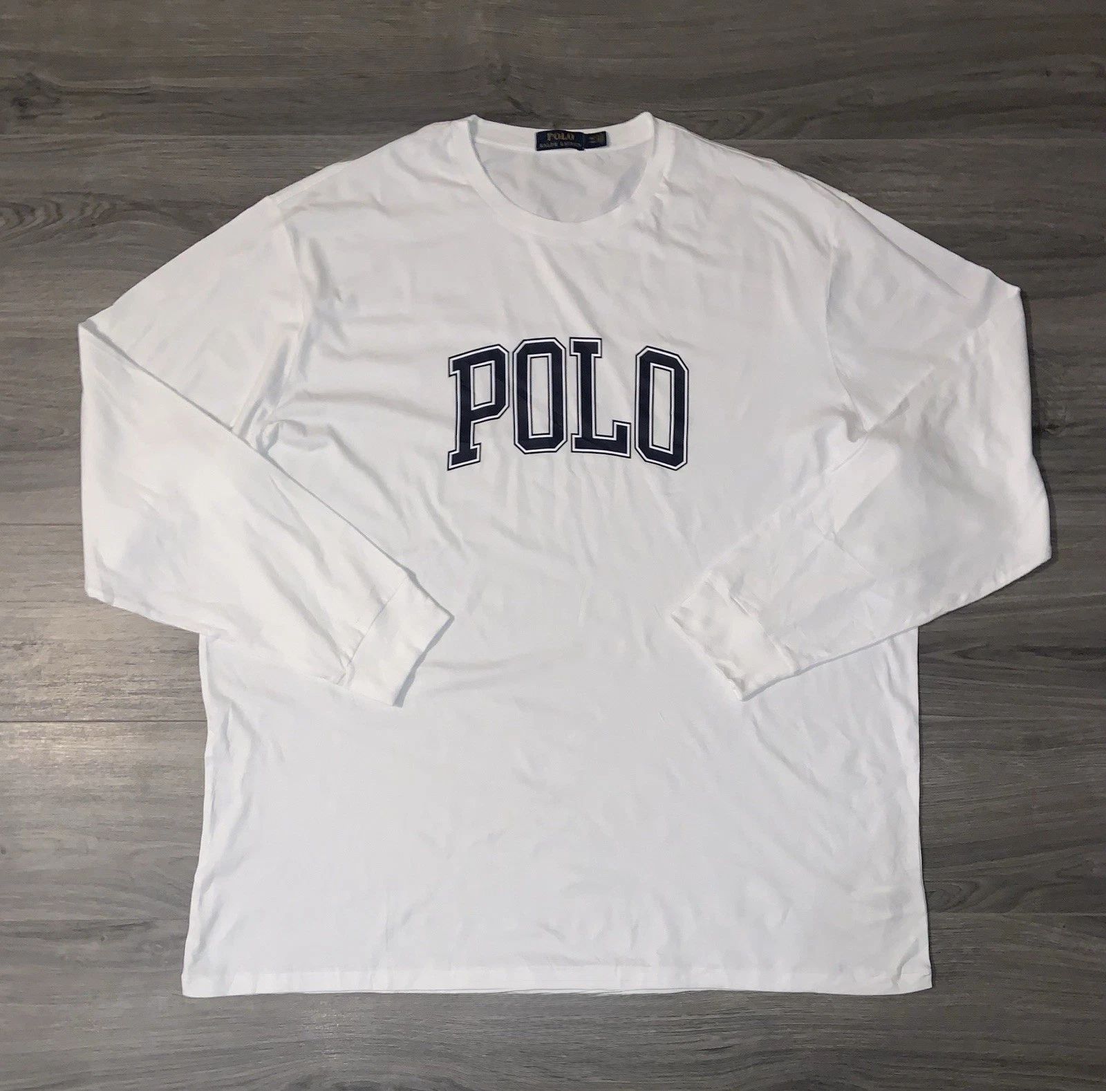 Ralph Lauren Long Sleeve T-Shirt Cotton White Big & Tall Men’s Size 3XLT