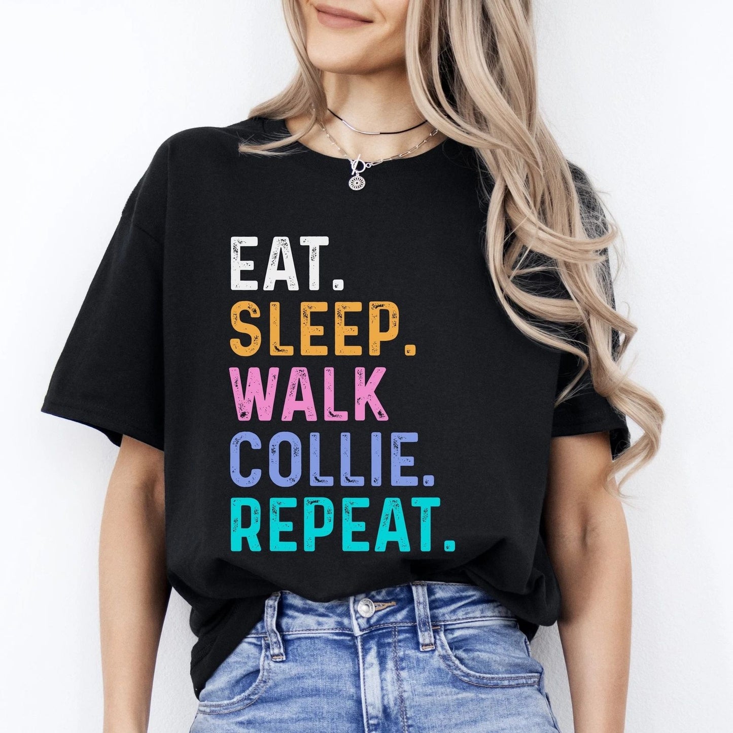 Collie Unisex T-Shirt Eat Sleep Walk Collie Repeat Collie Dog lover gift