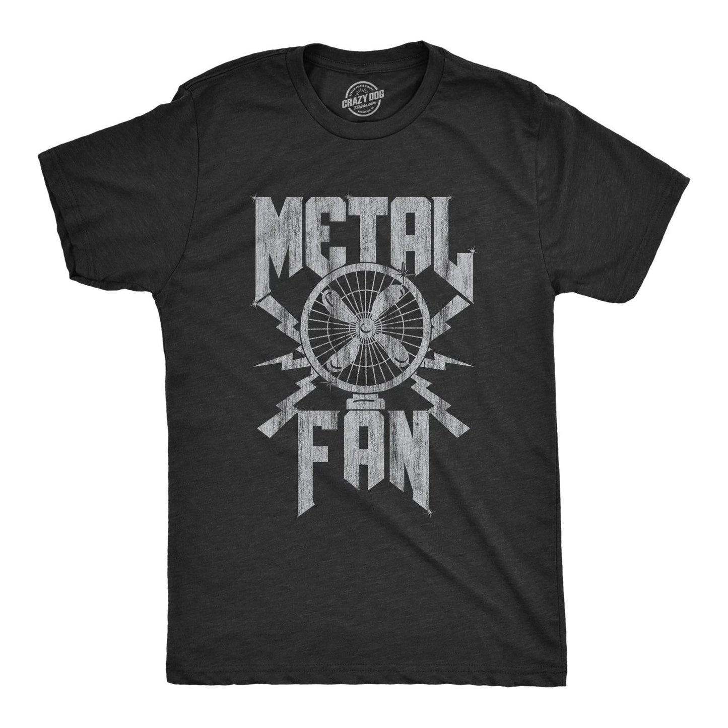 Mens Metal Fan T Shirt Funny Sarcastic Air Blowing Fan Graphic Novelty Music Tee