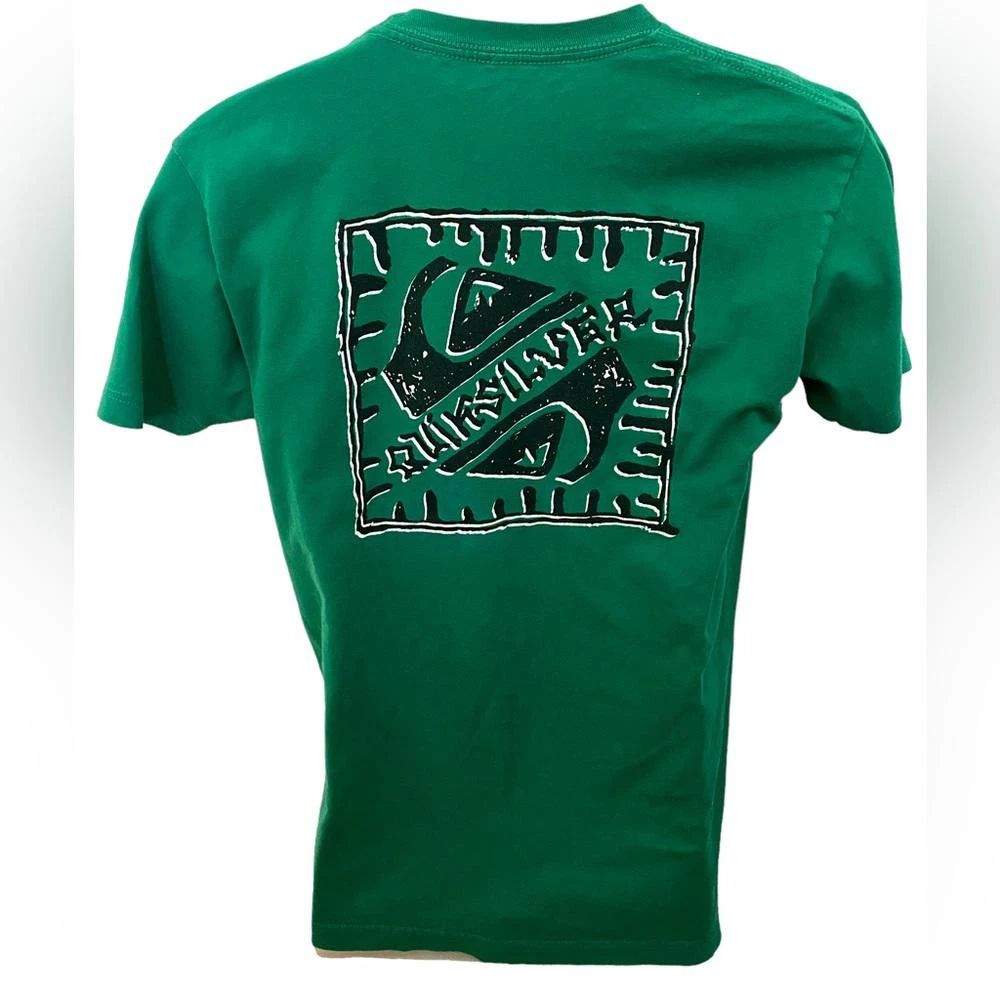 QUIKSILVER Green & Black Surf Tee Shirt Men M Medium Regular Fit