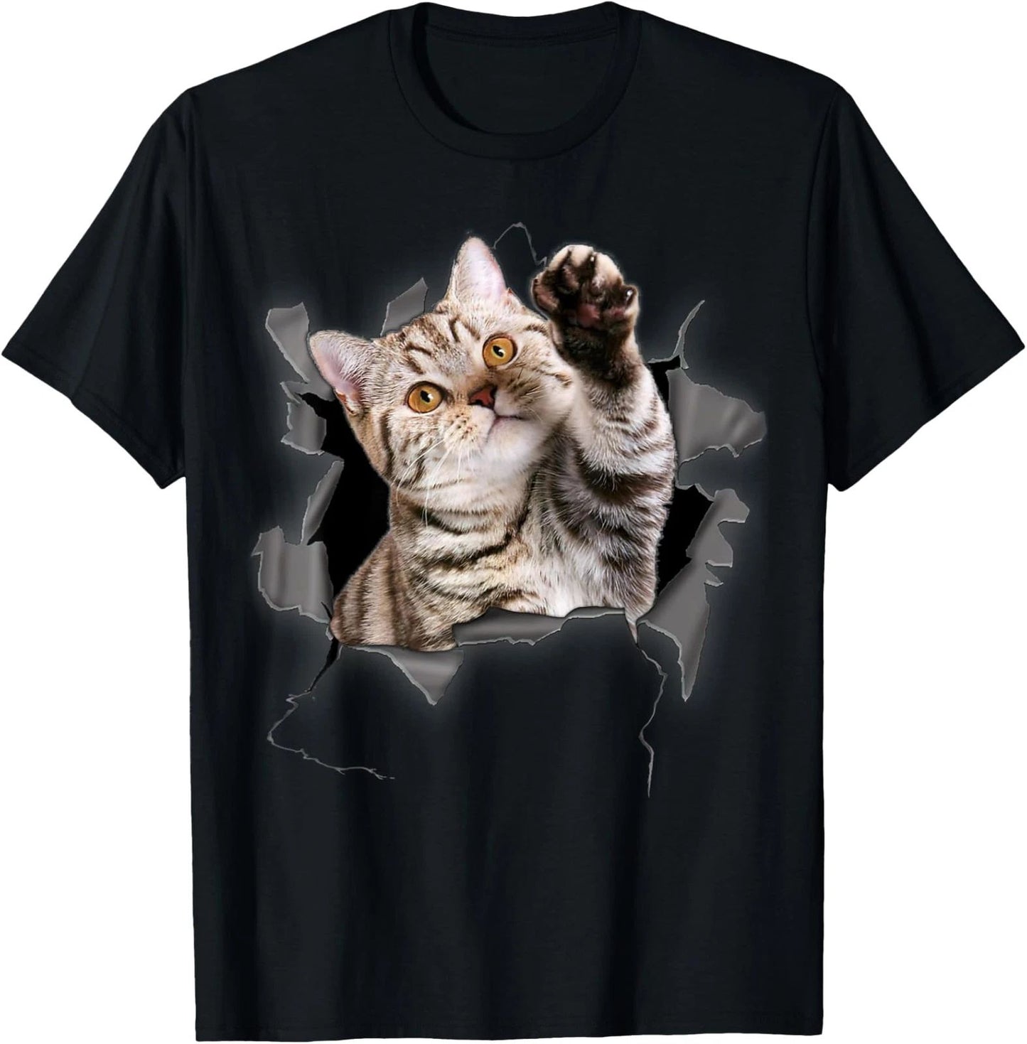 Cute Torn Cloth Funny T-Shirt for Cat Lover & Cat Mom