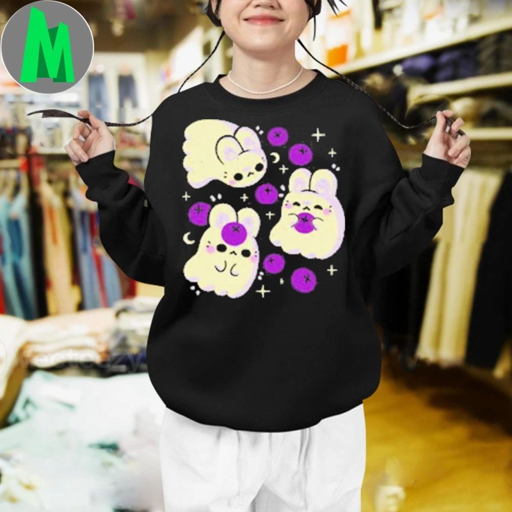 Cute Bunny Ghosts and Blueberries Shirt