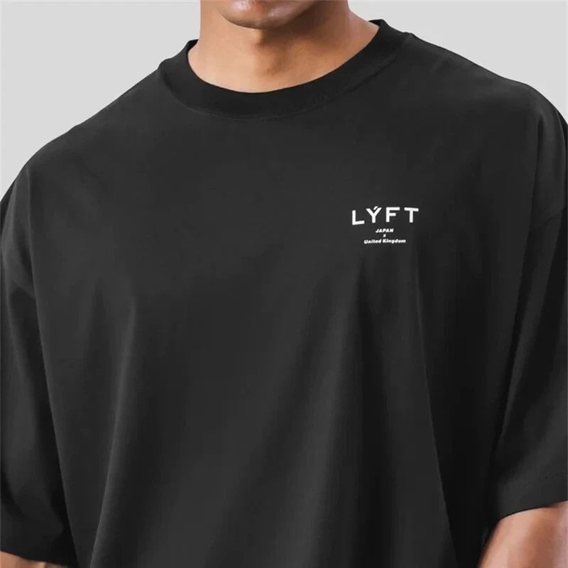 Men's Sport Gym Fitness Training Oversized 100% Cotton Printed Tshirt
