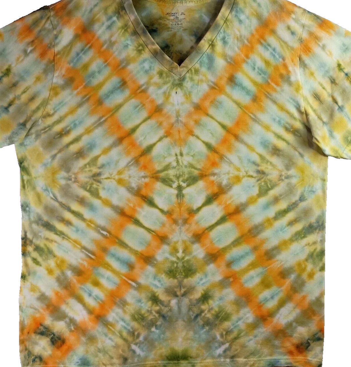 Custom Handmade Tie Dye Jockey T Shirt Adult XL Geometric Short Sleeve Tee BOHO