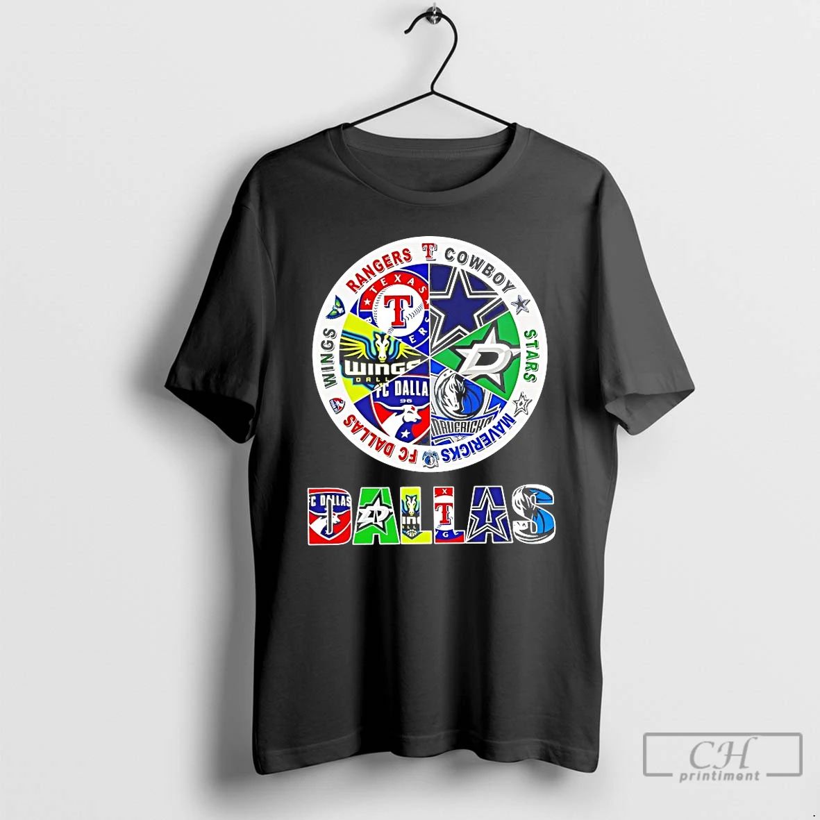 Classic Cowboys Rangers Mavericks Stars Dallas Wings Dallas Team Sport Logo T Shirts