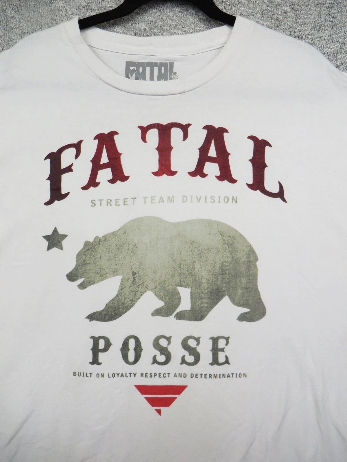 Fatal Shirt Mens 3XL White Street Team Division Posse Bear Graphic Casual Tee