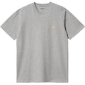 Carhartt Mens T-Shirt WIP Chase Logo Branded Jersey Cotton Tee Grey Heather Gold