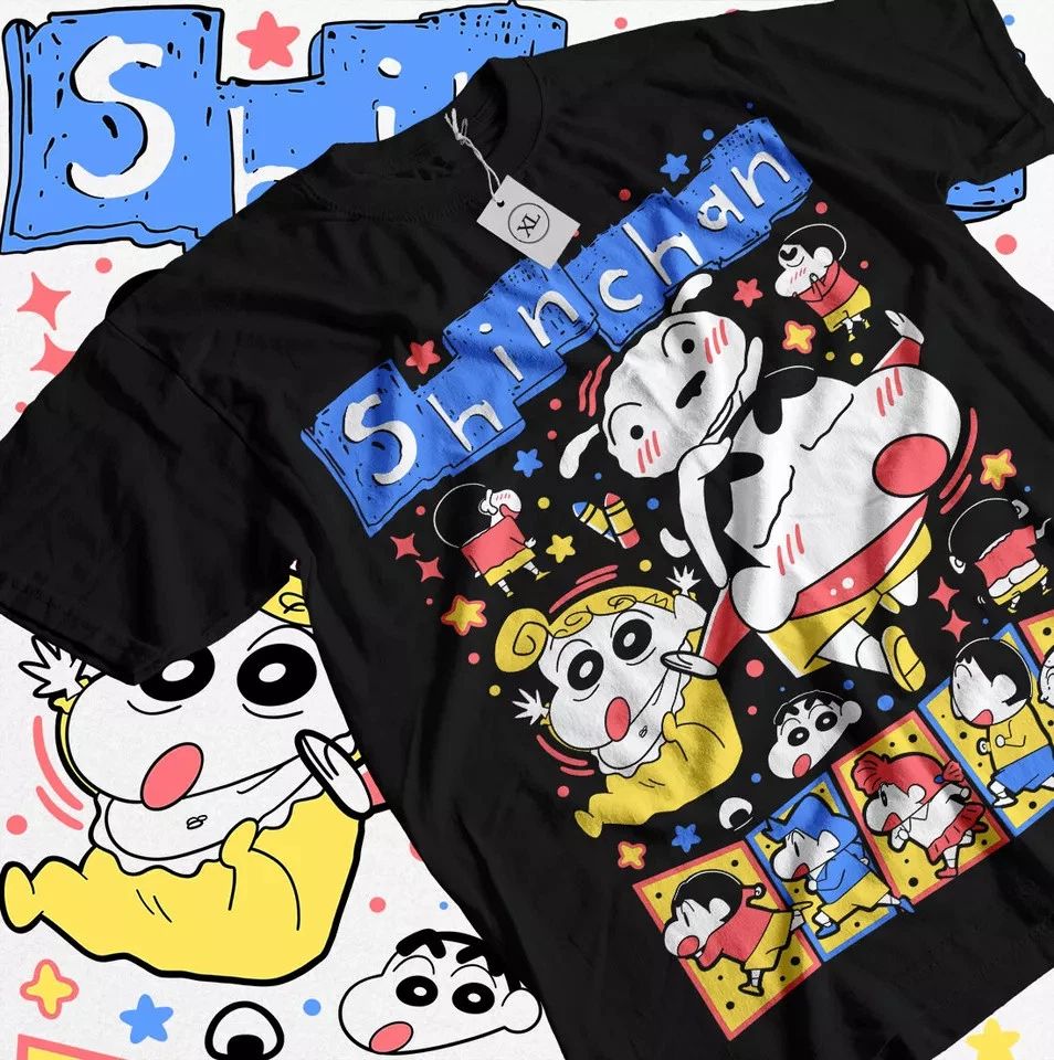 Crayon Shin Chan T-Shirt Shimamura Funny Anime Japan Kawaii Gift Shirt Black