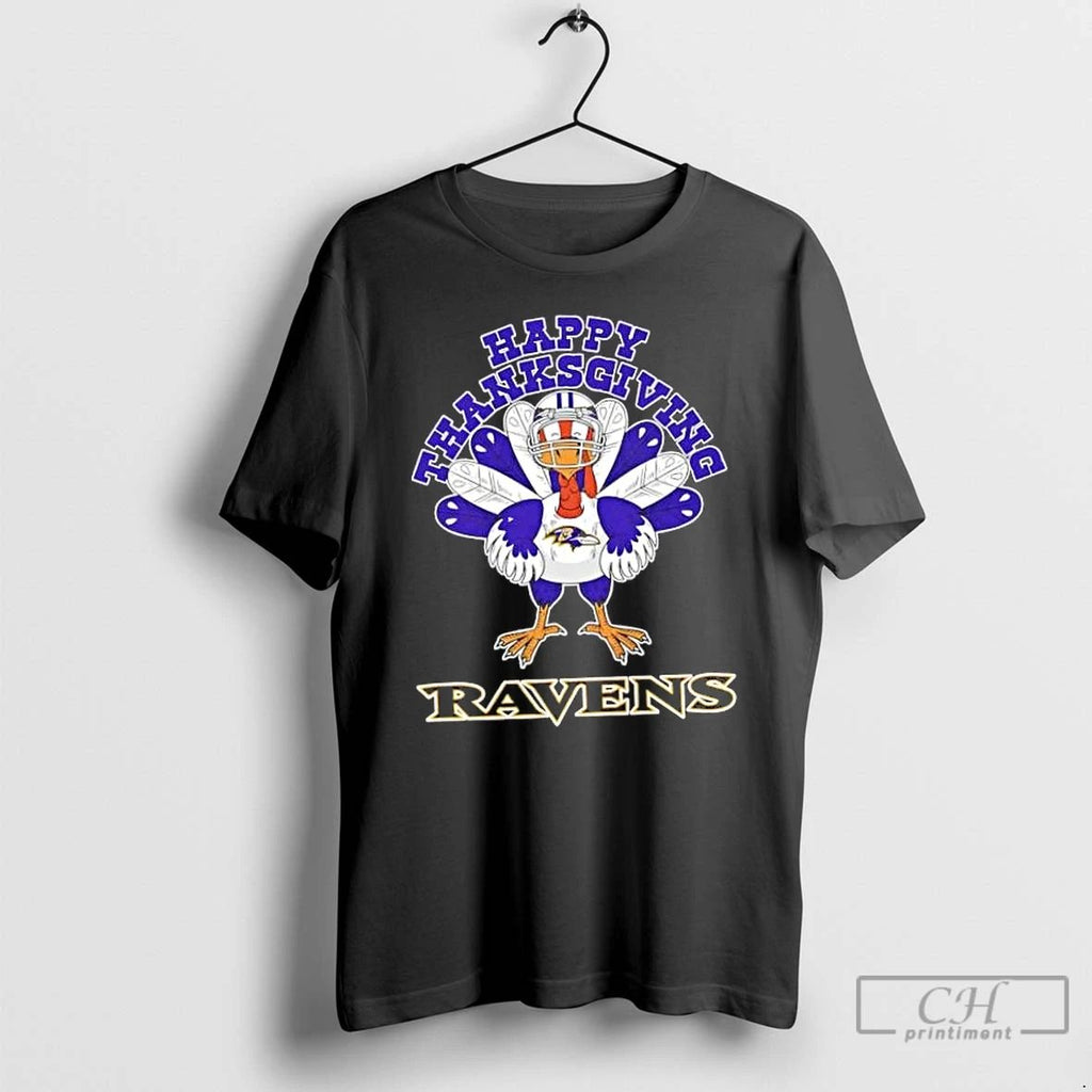 Classic Baltimore Ravens Football Turkey Happy Thanksgiving T Shirts