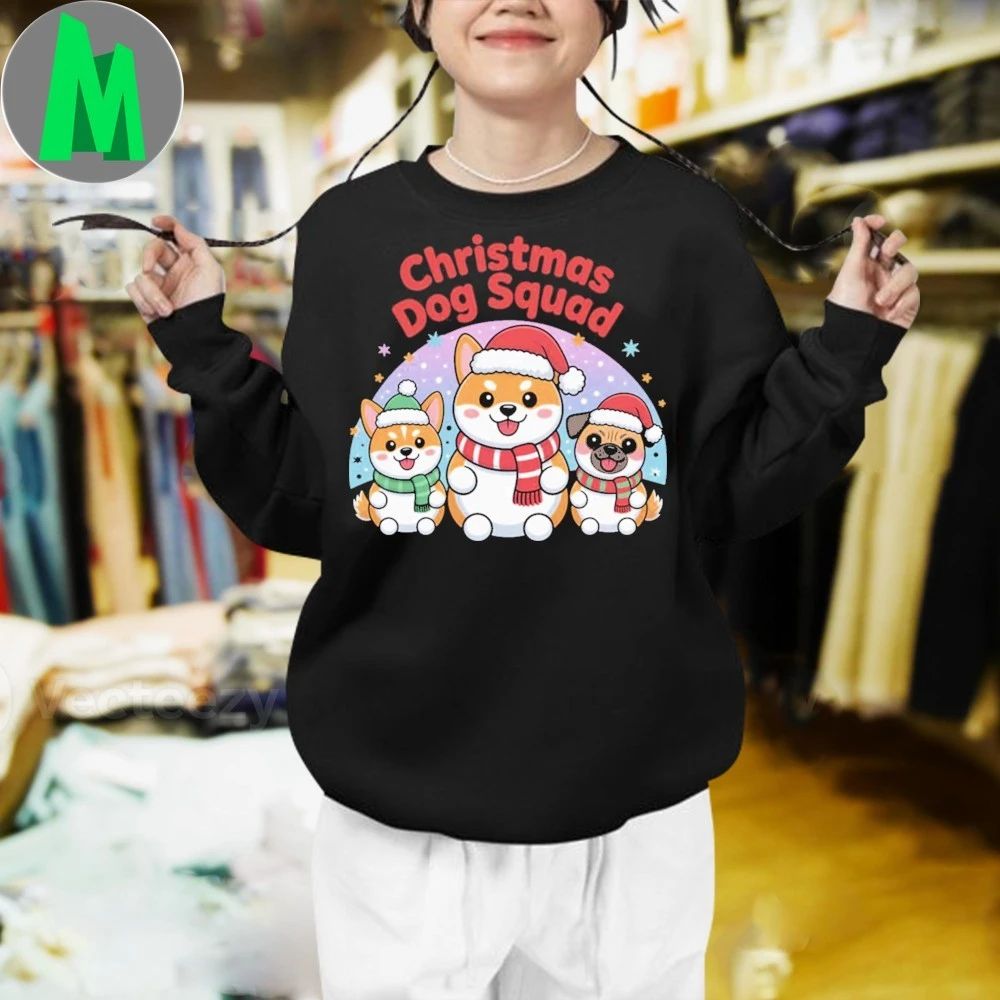 Christmas Dog Squad Cute Holiday Cartoon Shirt