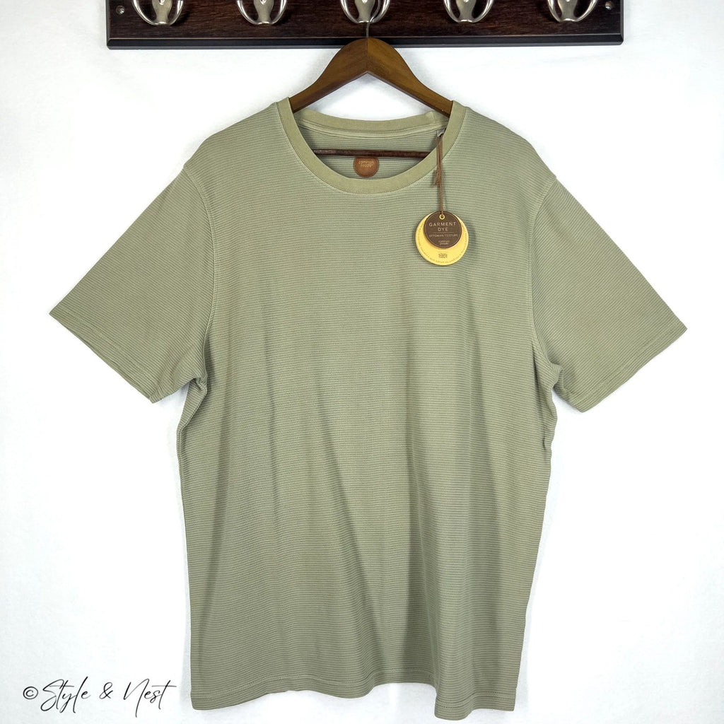 Common People Waffle Knit Tee Shirt Cozy Ribbed Sage Green Size XL NWT $75