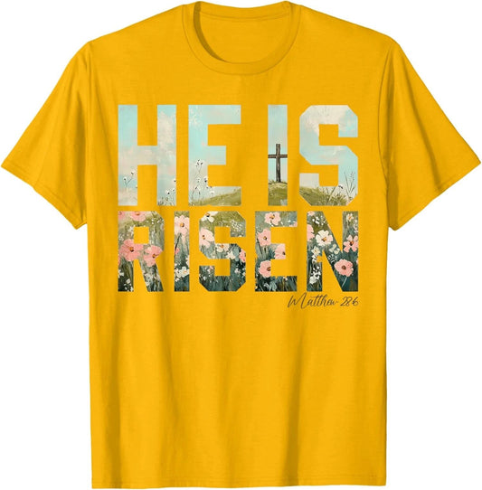 Vintage He is Risen Boho Easter Christian Jesus Unisex T-Shirt