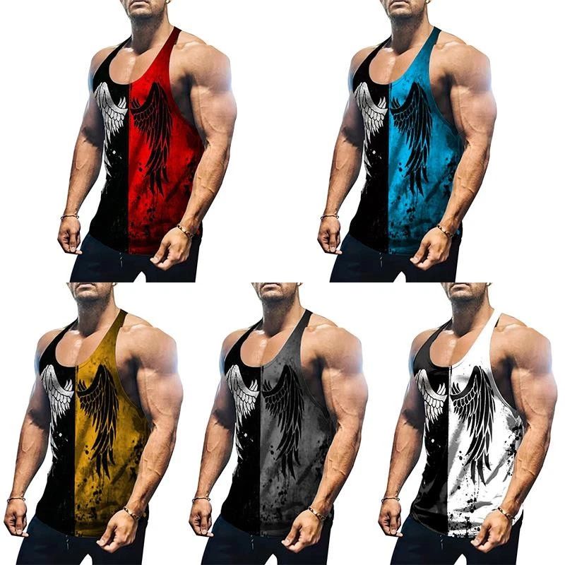 Bodybuilding Tops Tank Top Sports Vest Gym Tee Muscle Shirtcrew Neck @