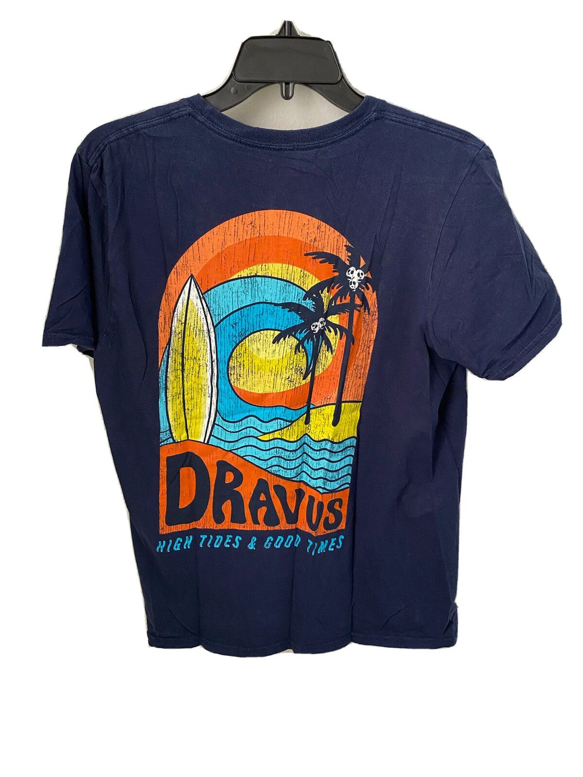 Dravus High Tides & Good Times Surfing Tropical T-Shirt Medium Size Tee