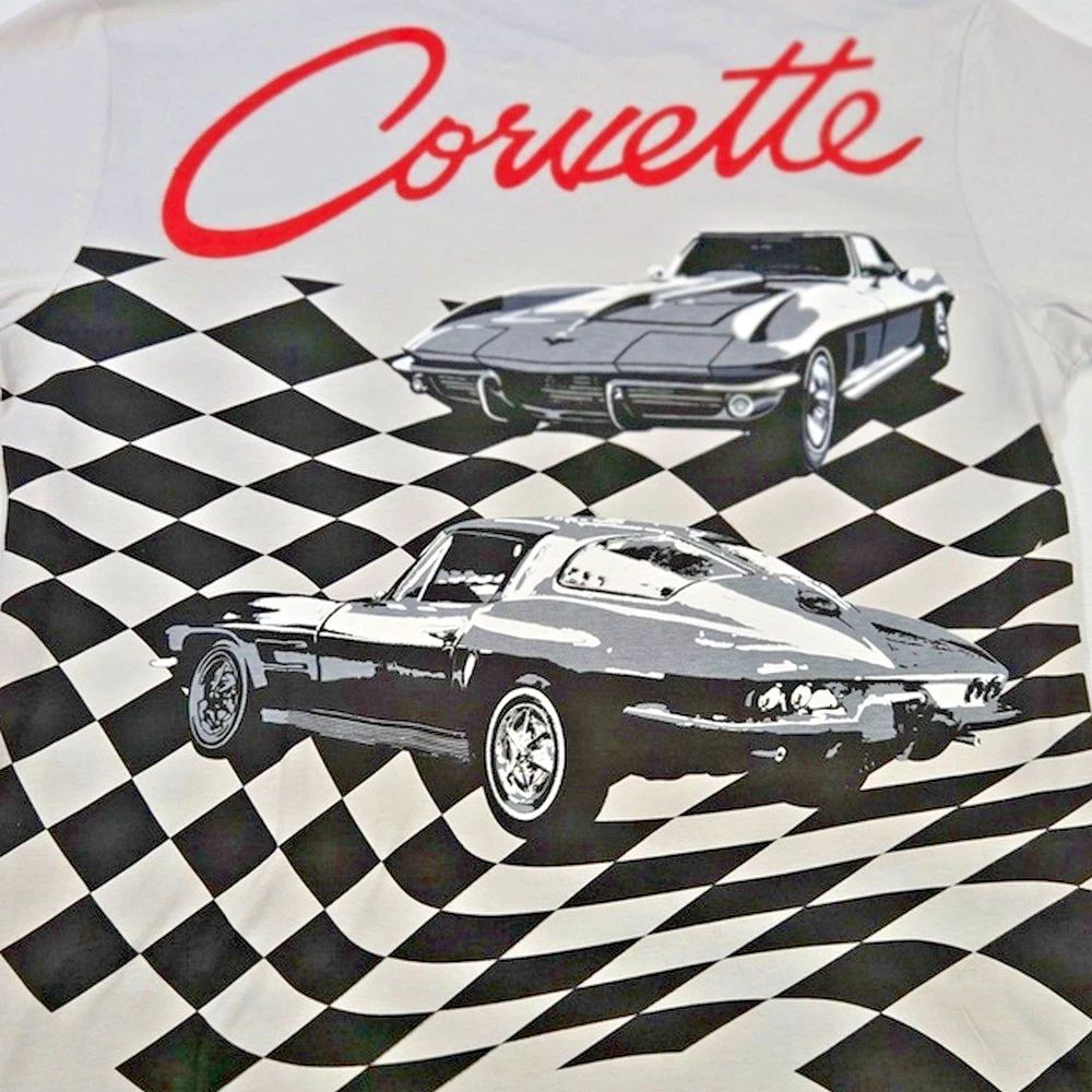 GM Official Corvette T-Shirt Men's Sz L Racing Flag American Muscle Tee