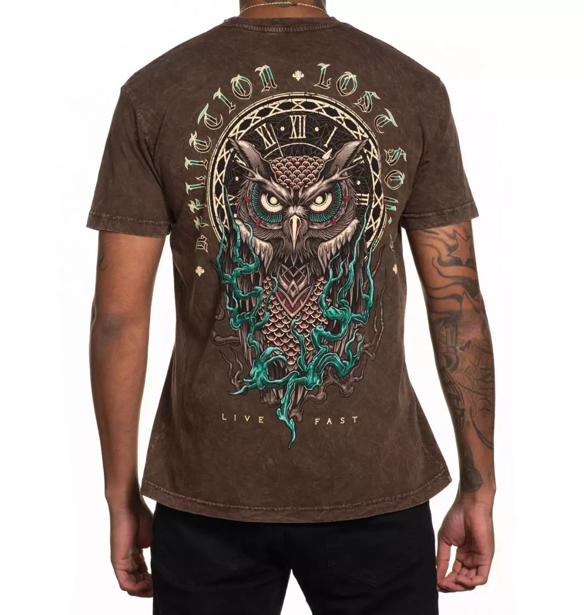 Affliction Men's "NightWatch" short sleeve Java Owl T-shirt NWT