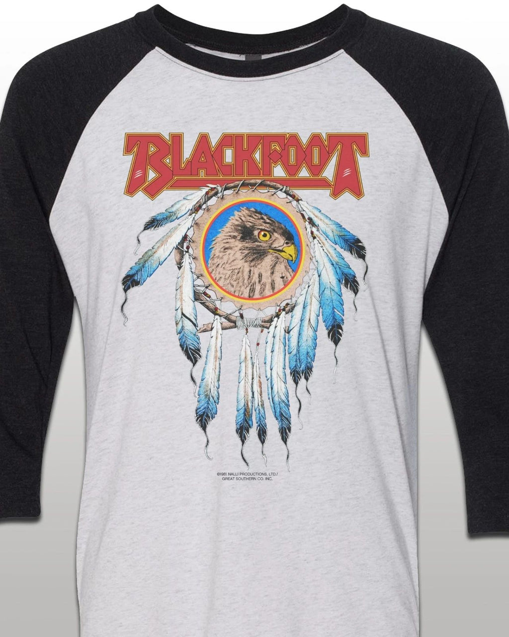 Vintage Tour-Style 3/4 Sleeve Blackfoot 1981 Concert Jersey T-Shirt SM-XXL