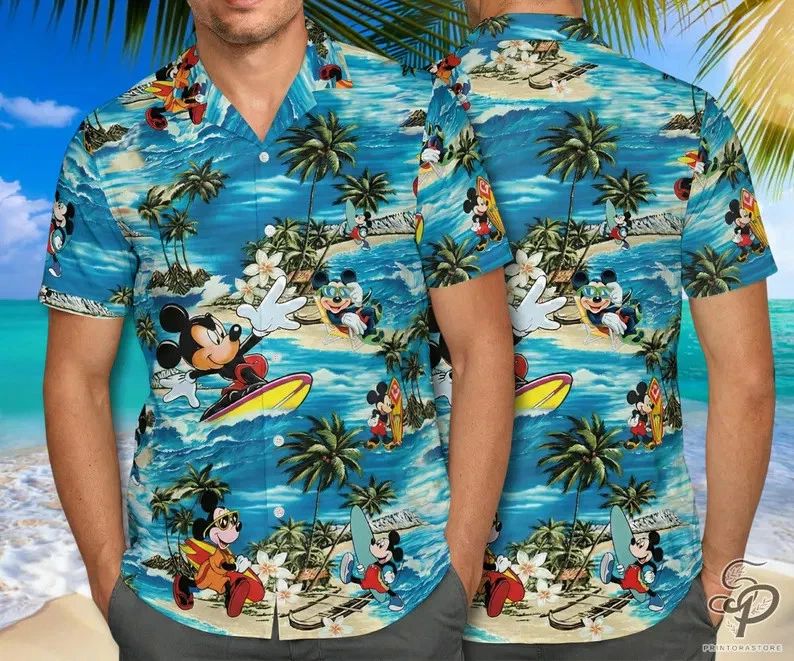 Tropical Cartoon Hawaii Shirt Surf Beach Aloha Vacation Men