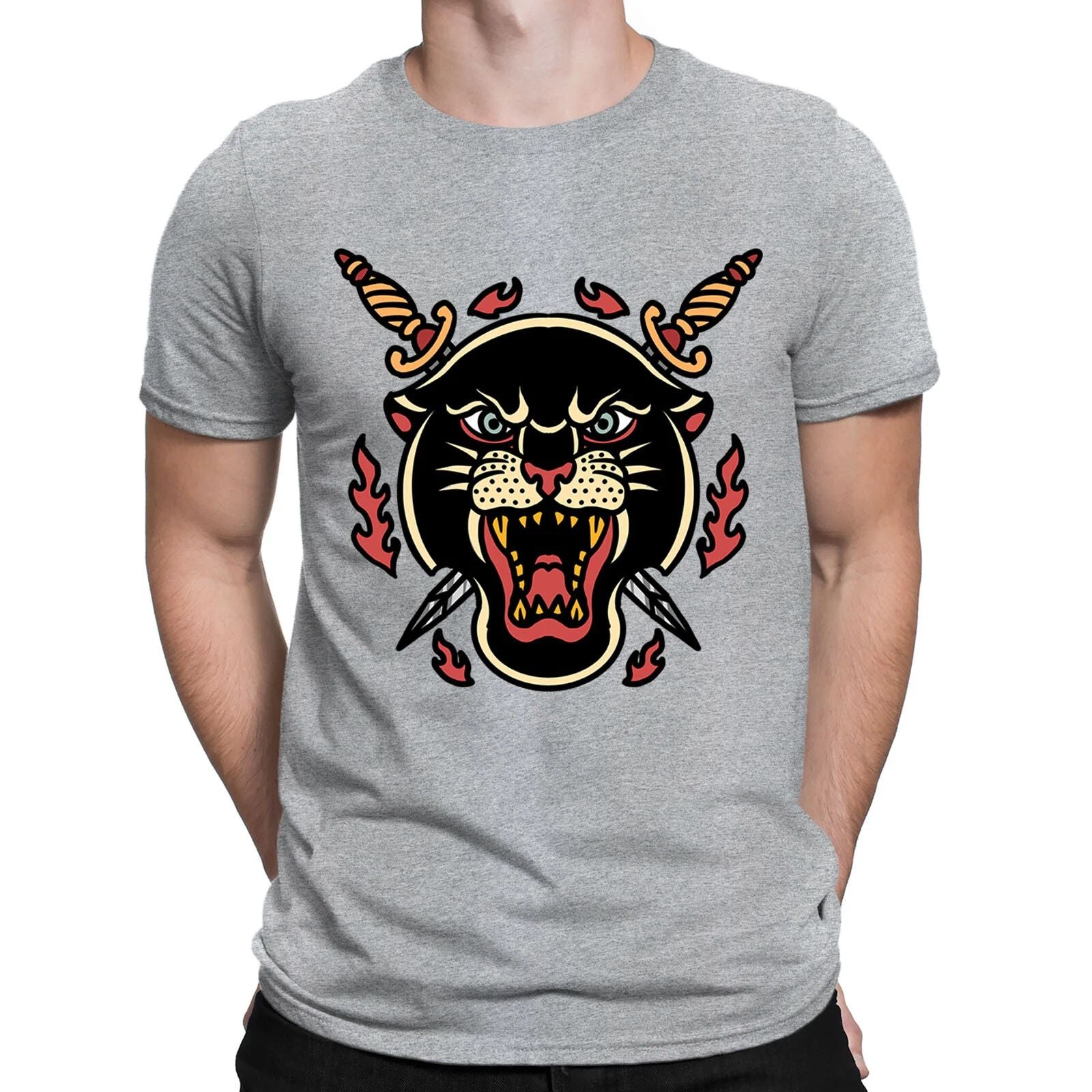 Tiger And Swords Tattoo Classic Majesty Retro Vintage Mens Womens T-Shirts #BAL