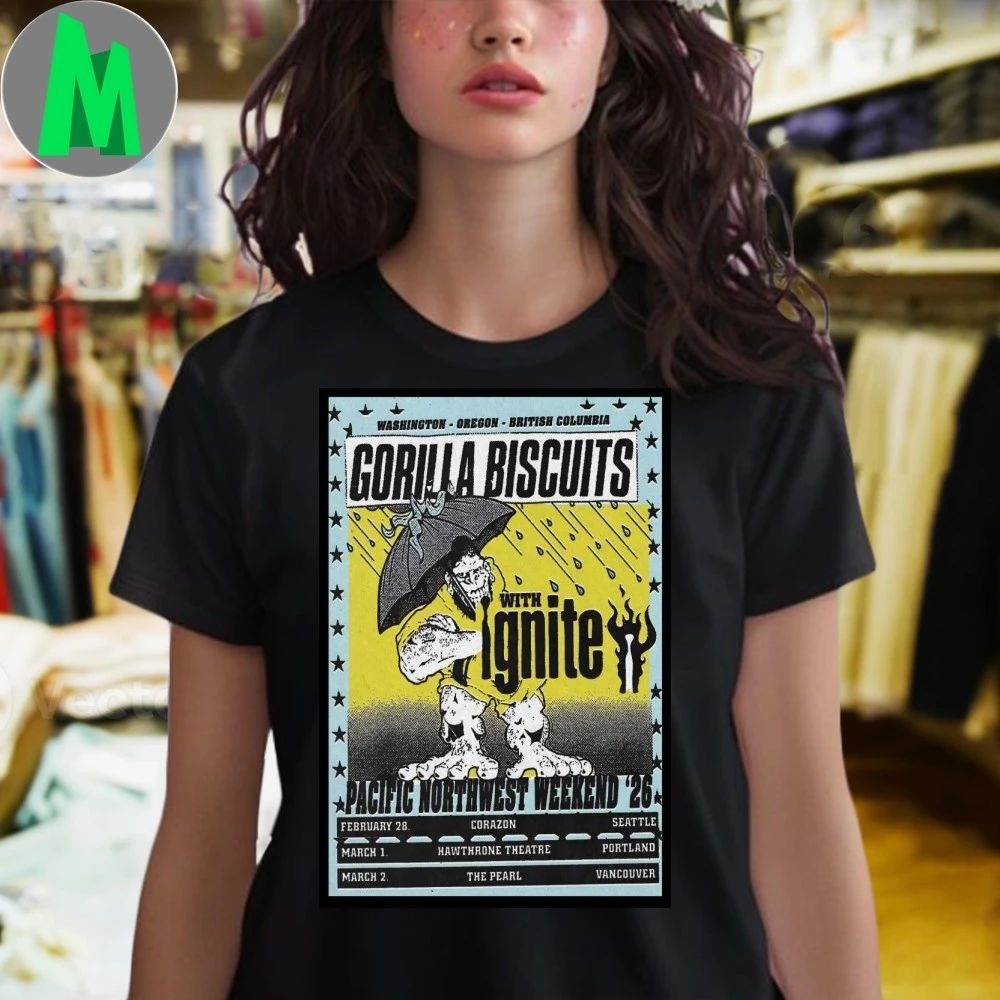 Original Gorilla Biscuits Pacific Northwest Weekend 2026 Shows Poster Shirt