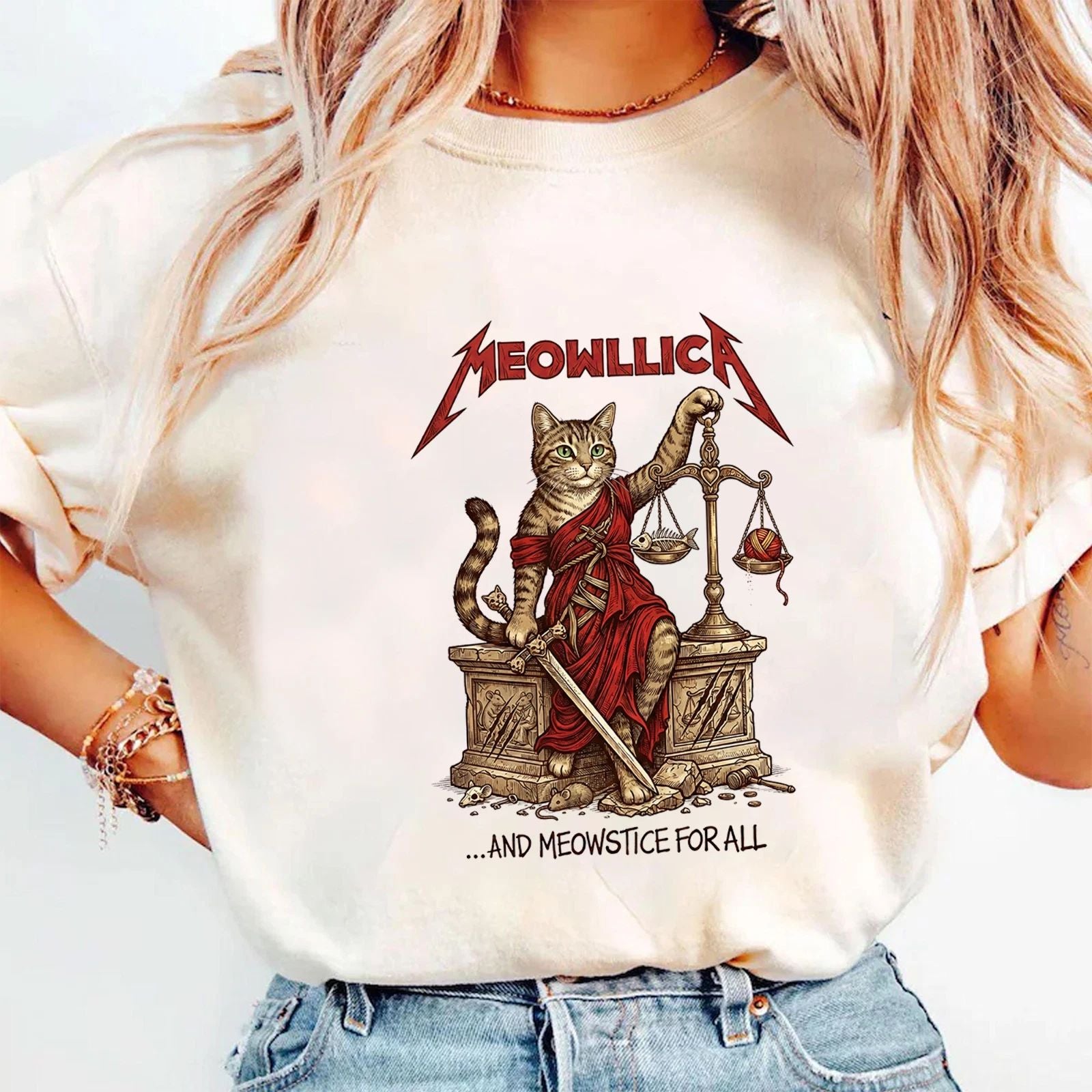 Meowllica And Meowstice For All Cat Shirt Funny Metal Parody Music Fan Gift