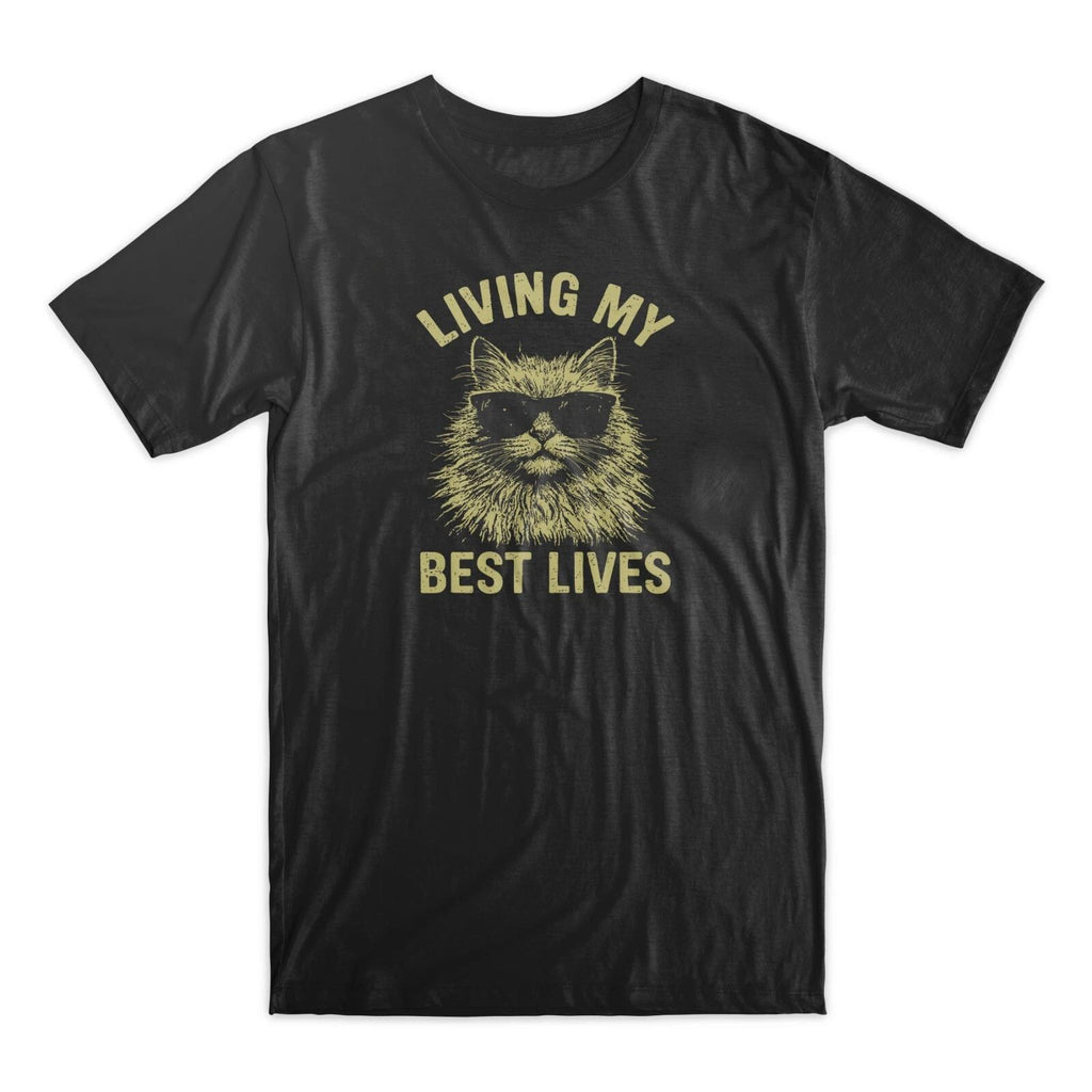 Living My Best Lives Funny Cat Retro Tee