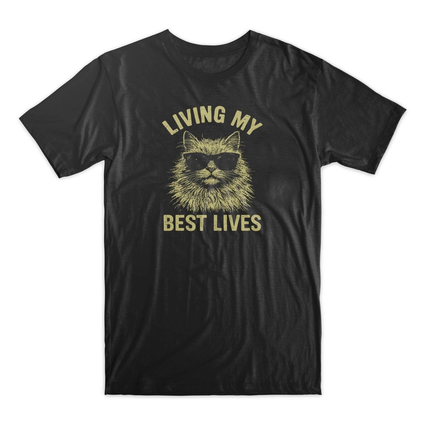 Living My Best Lives Funny Cat Retro Tee