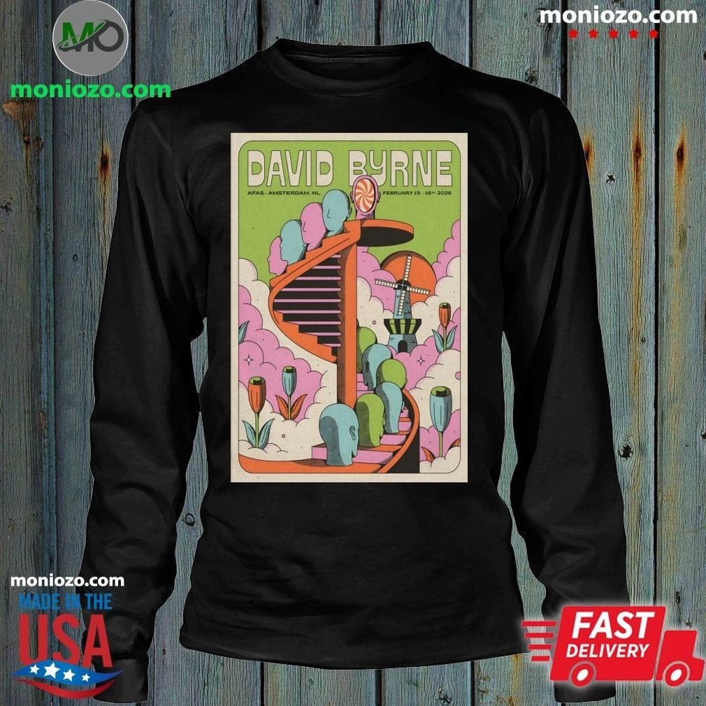 Original David Byrne In Amsterdam NL On Feb 15-16 2026 Poster Graphic T-Shirt