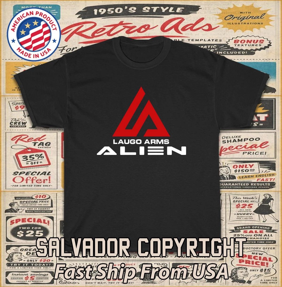 New Tee Shirt Laugo Arms Alien Logo Men's T-Shirt American T-Shirt