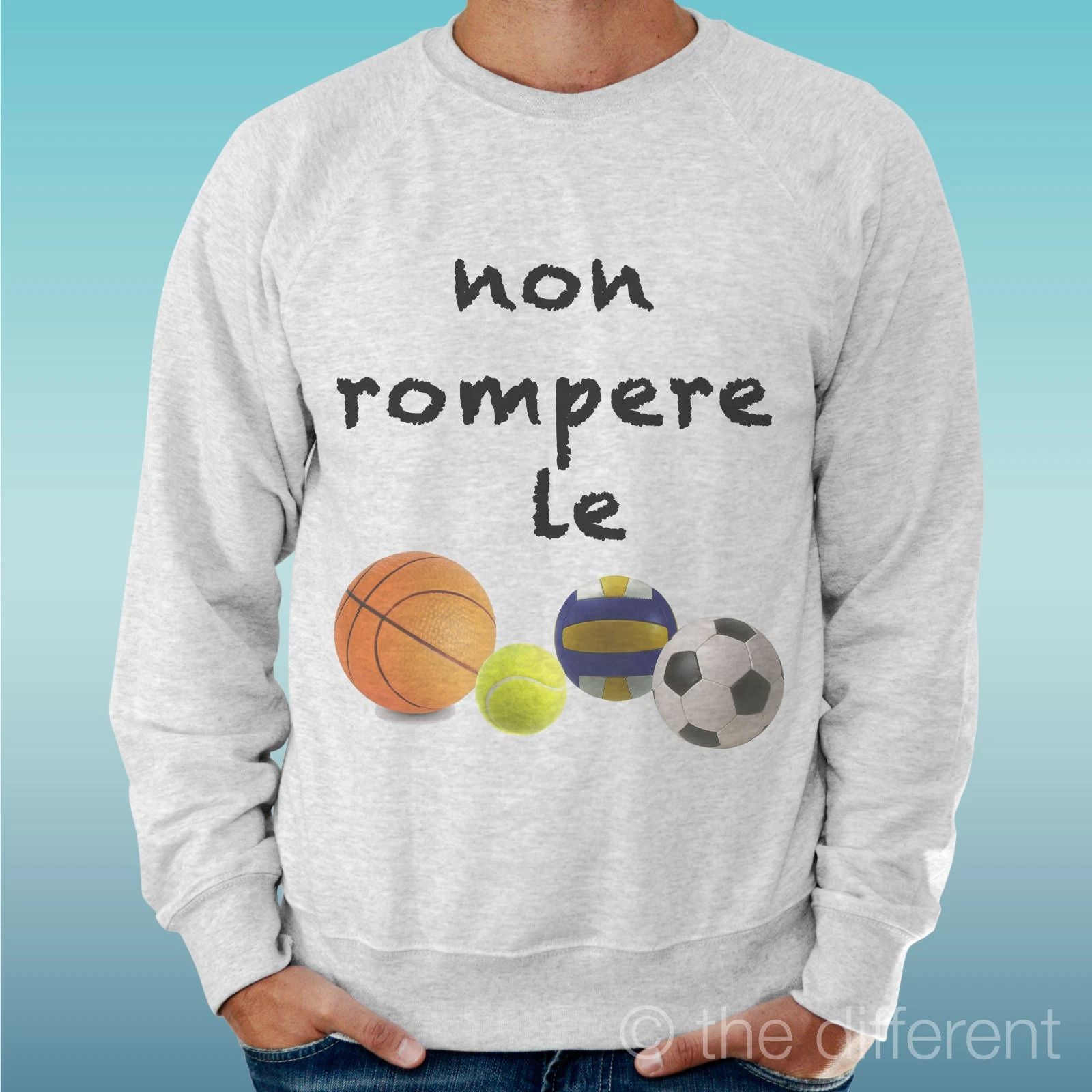 Felpa Man Light Sweater Light Grey " Non Rompere All Balls Funny "