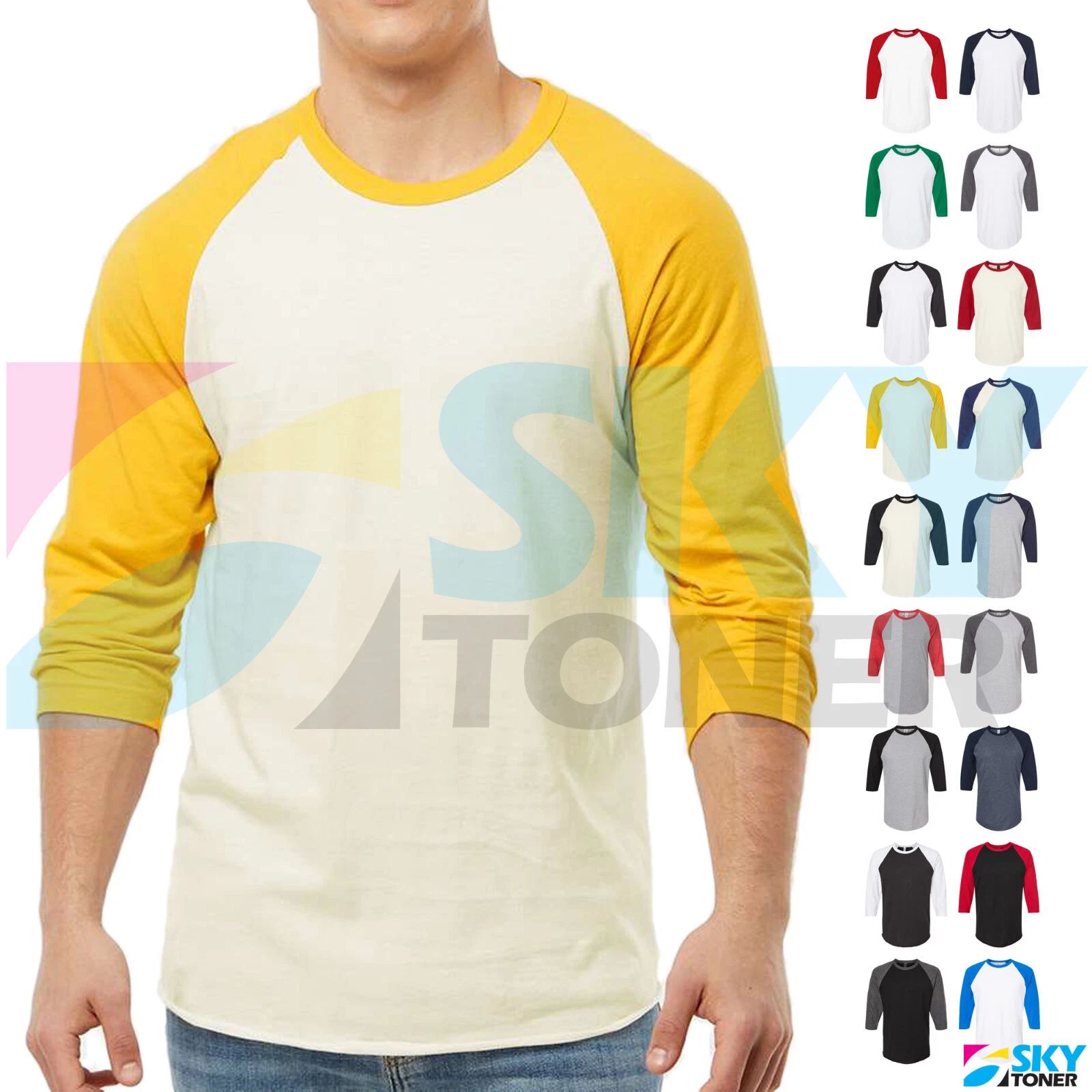 3/4 Sleeve Plain Baseball Raglan T-Shirt Men's Sports Team Jersey Tee Tultex 245