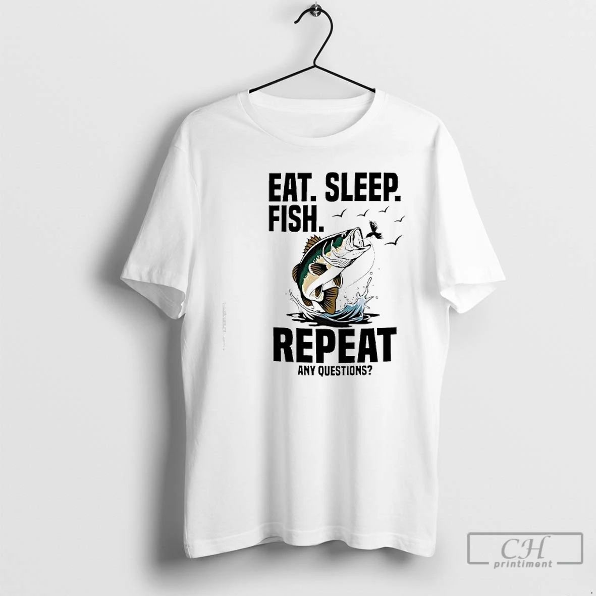 Premium Eat Sleep Fish Repeat Any Questions Graphic T Shirts