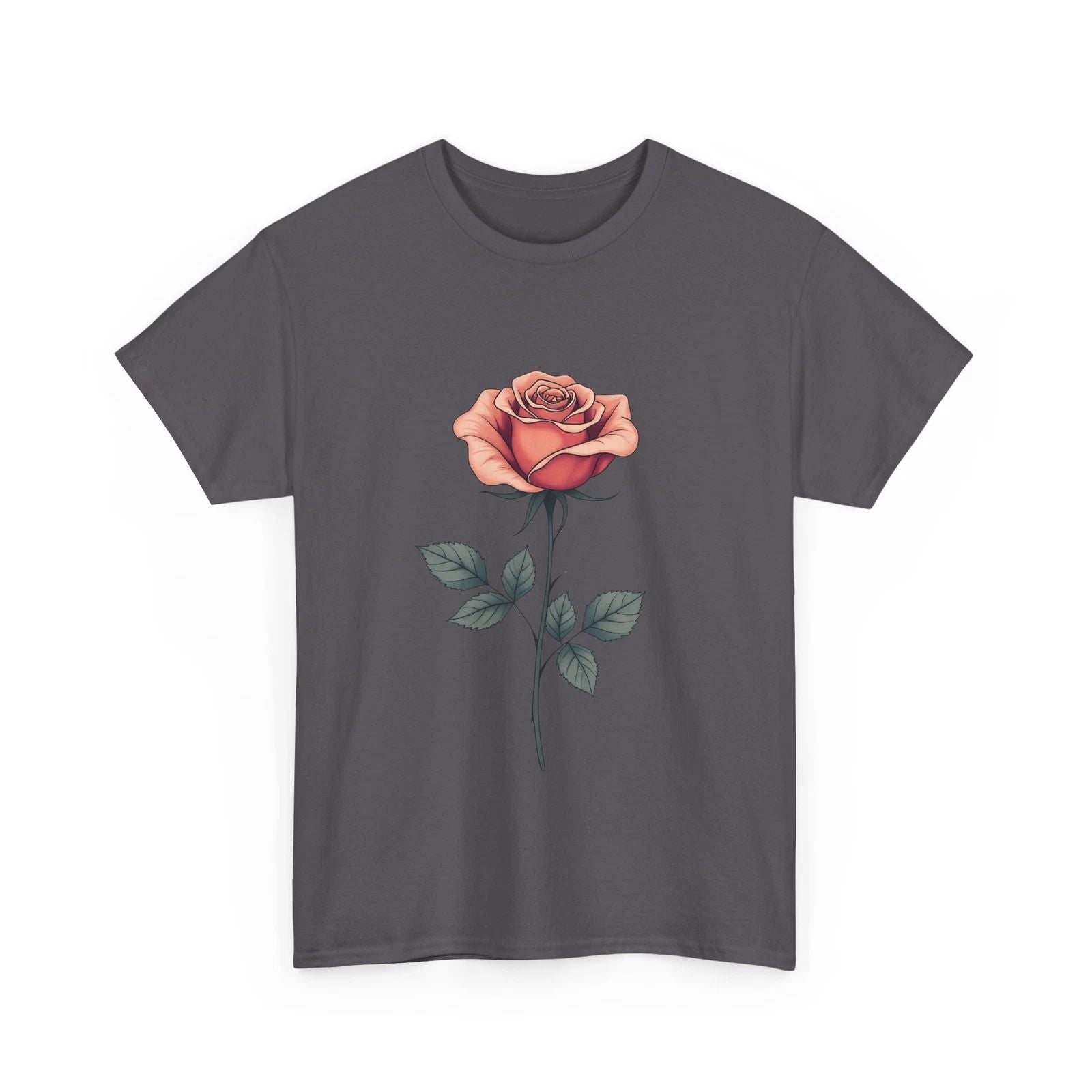Elegant Rose T-Shirt - Minimalist Floral Graphic Tee for Nature Lovers