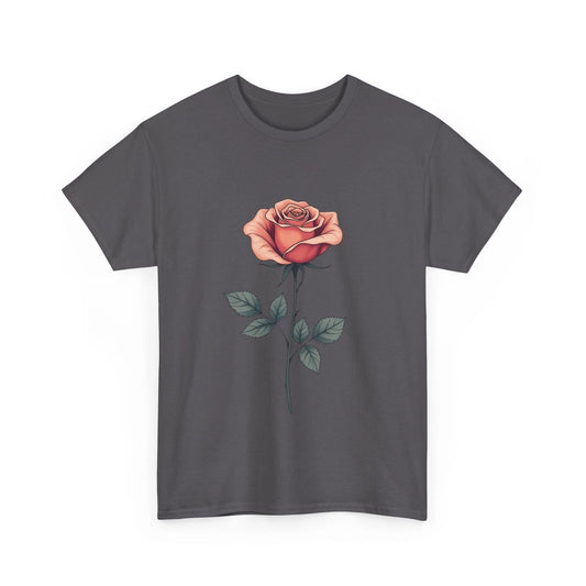Elegant Rose T-Shirt - Minimalist Floral Graphic Tee for Nature Lovers