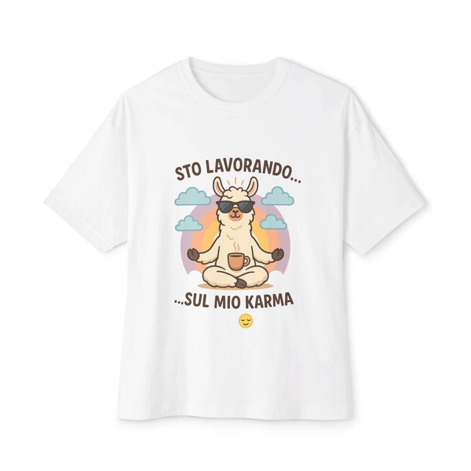 Maglietta divertente “Sto lavorando sul mio karma” con lama yoga