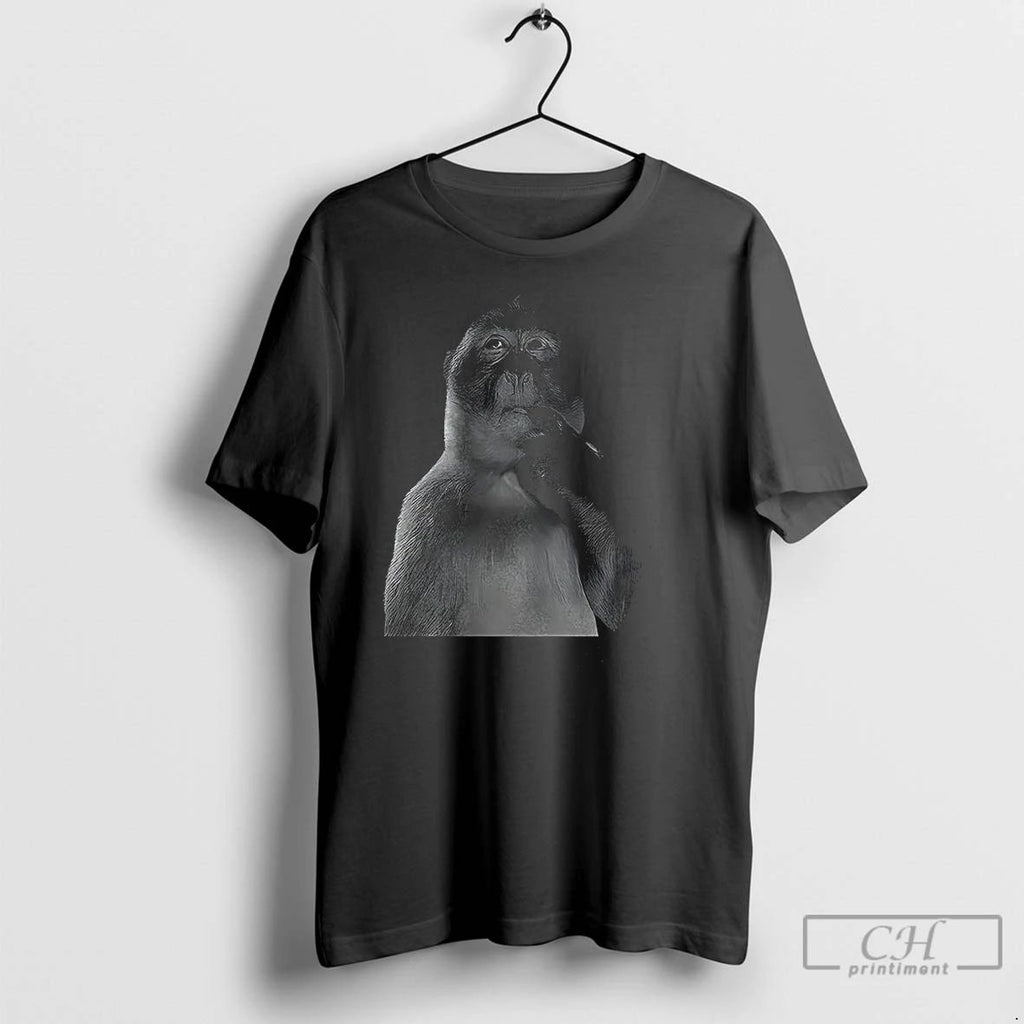 Classic Funny Monkey Put Hands In Mouth Thinking Meme T Shirts