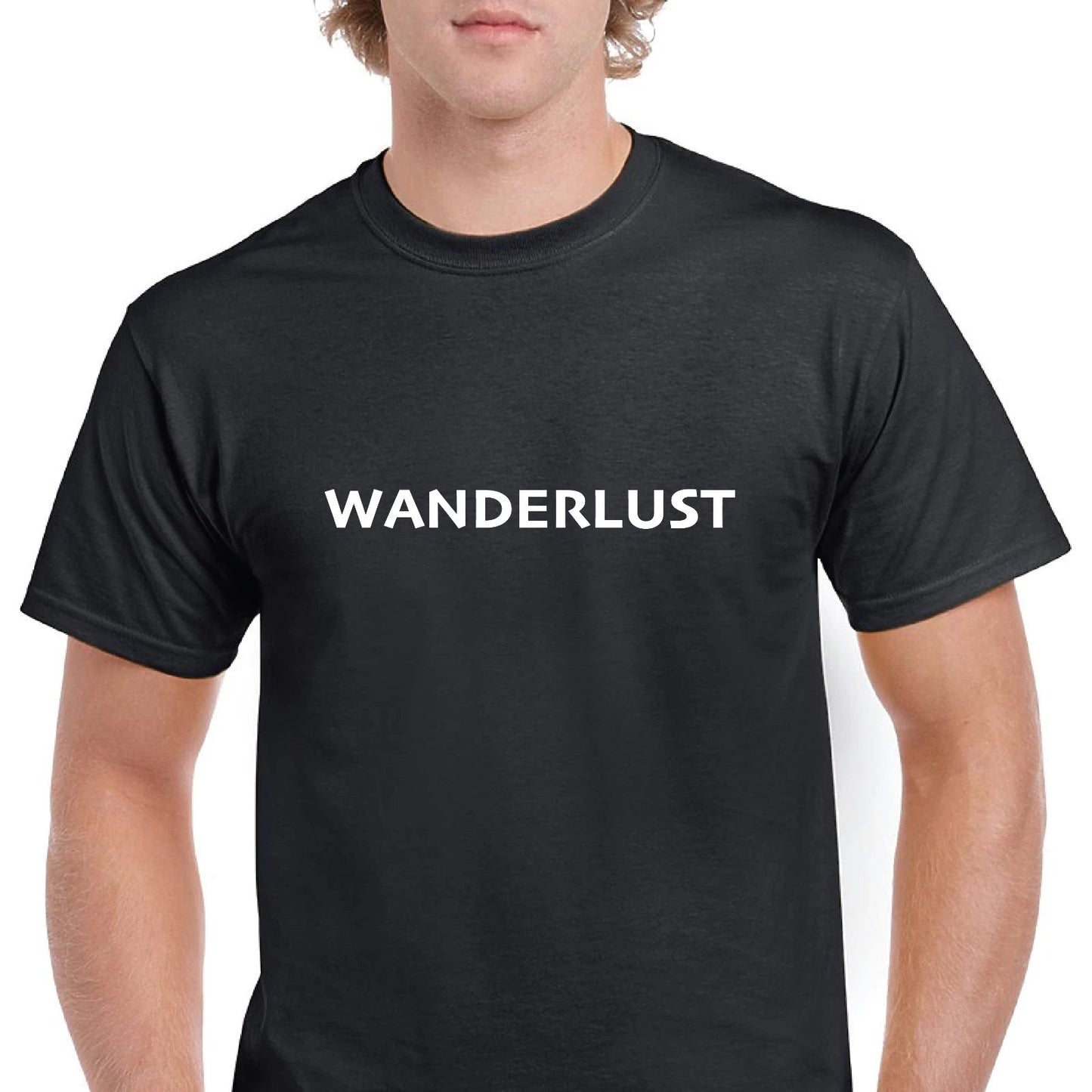Wanderlust Traveler Abroad Vacation Cotton T-Shirt Black White Funny Solid S-5XL