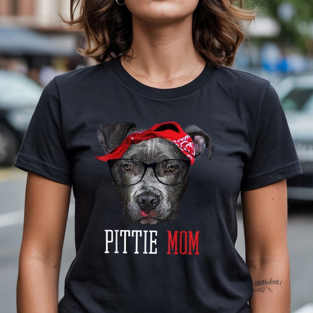 Pittie Mom Pitbull Dog Lovers T-Shirt Women Pittie Mama Dog Lover Tee Gift Item