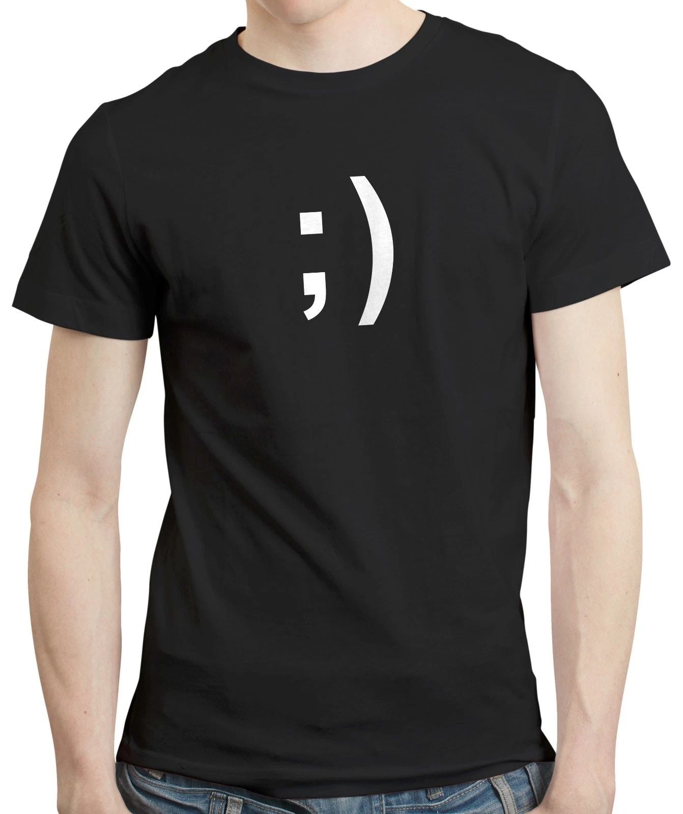 Wink Smile Internet Chat Icon Gift Geek Nerd Positive Happy T Shirt Tshirt Tee